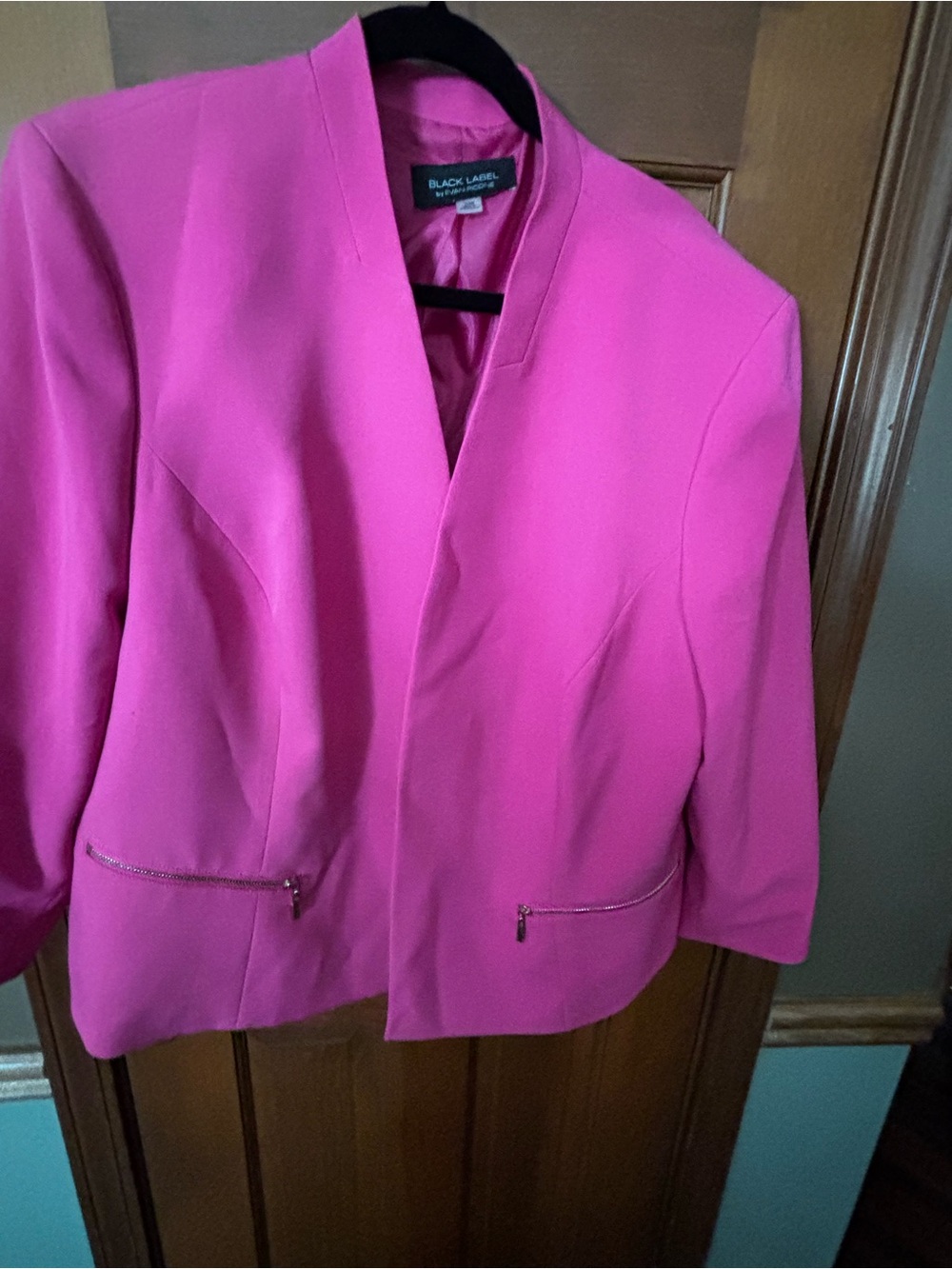 Evan Picone Bright Pink Collarless Blazer